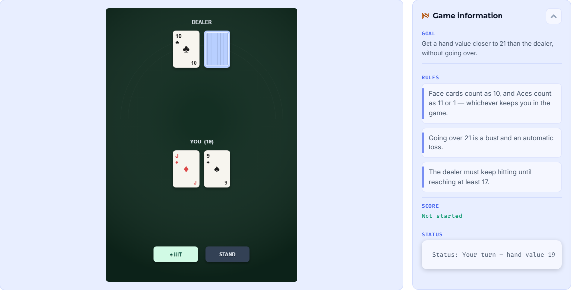 Blackjack game preview