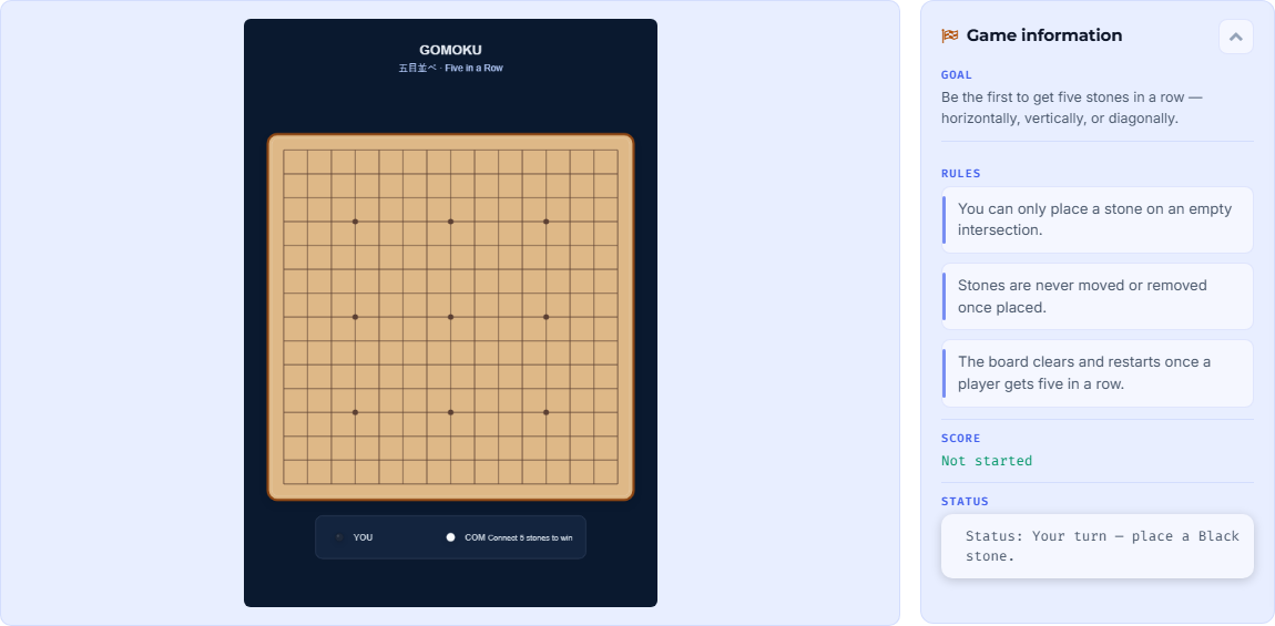 Gomoku (Five in a Row) game preview