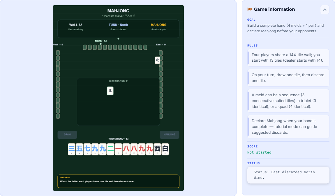 Mahjong game preview
