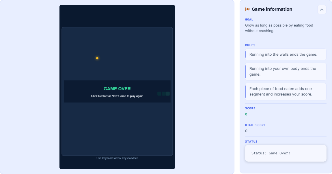 Snake game preview