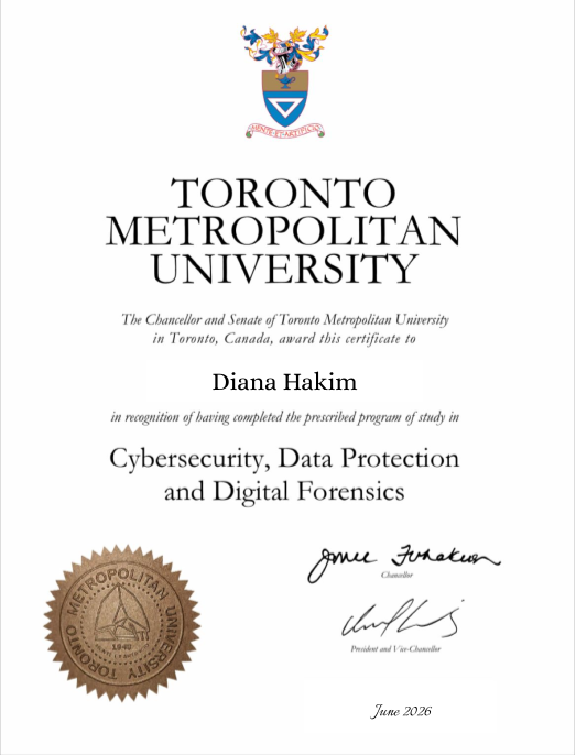 Toronto Metropolitan University Certificate certificate